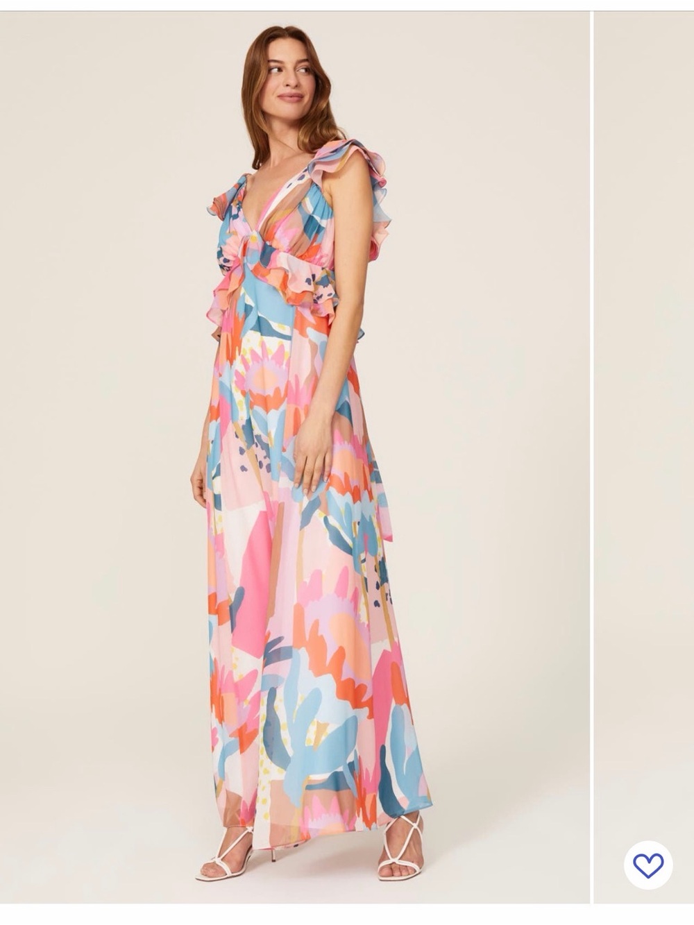 Colorful Floral Ruffle Back Tie Maxi Dress - spring wedding guest dress - Picture 2 of 3